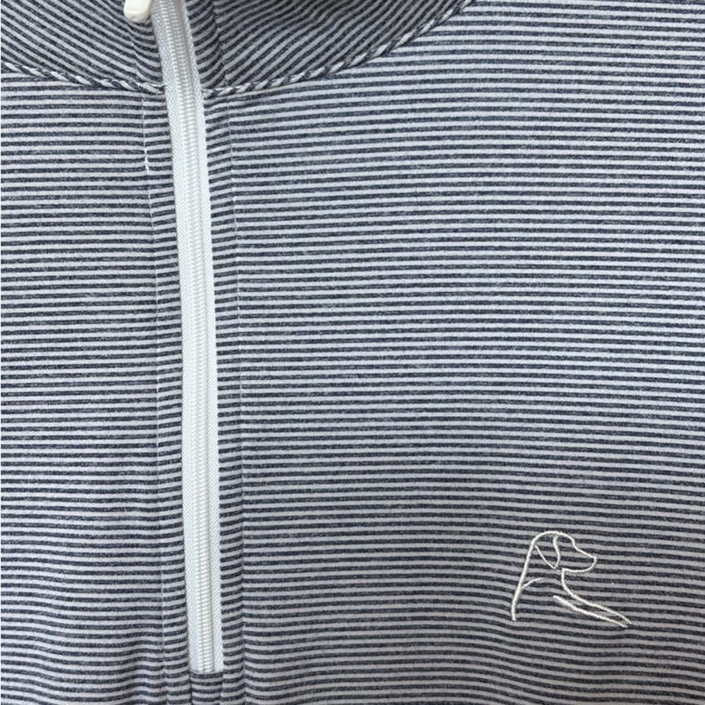Rhobak Navy and White Quarter-Zip Pullover